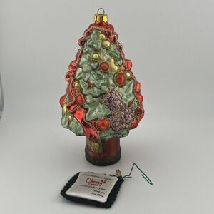 Susan Cherry 6.5" Glass Christmas Tree Ornament Glitter With Fruit Inscribed